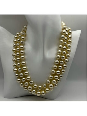 Vintage Mallorca Jewelry The First Lady Collection 3 Strand Faux Pearl Necklace
